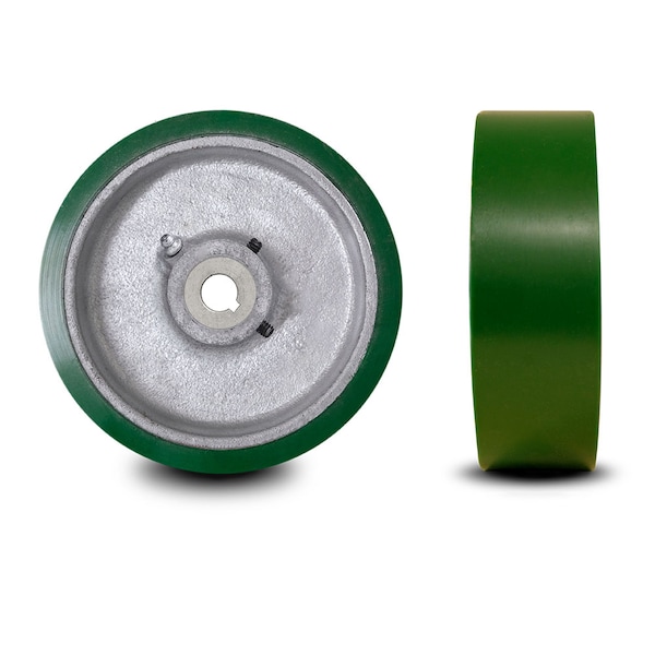 8" x 3" Poly Tread on Cast Iron Keyed Drive Wheel - 1" Bore -